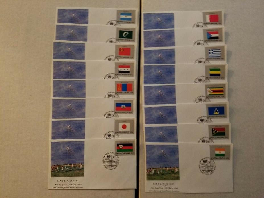 1987 United Nations Flag Series FDC's - WFUNA Cachet
