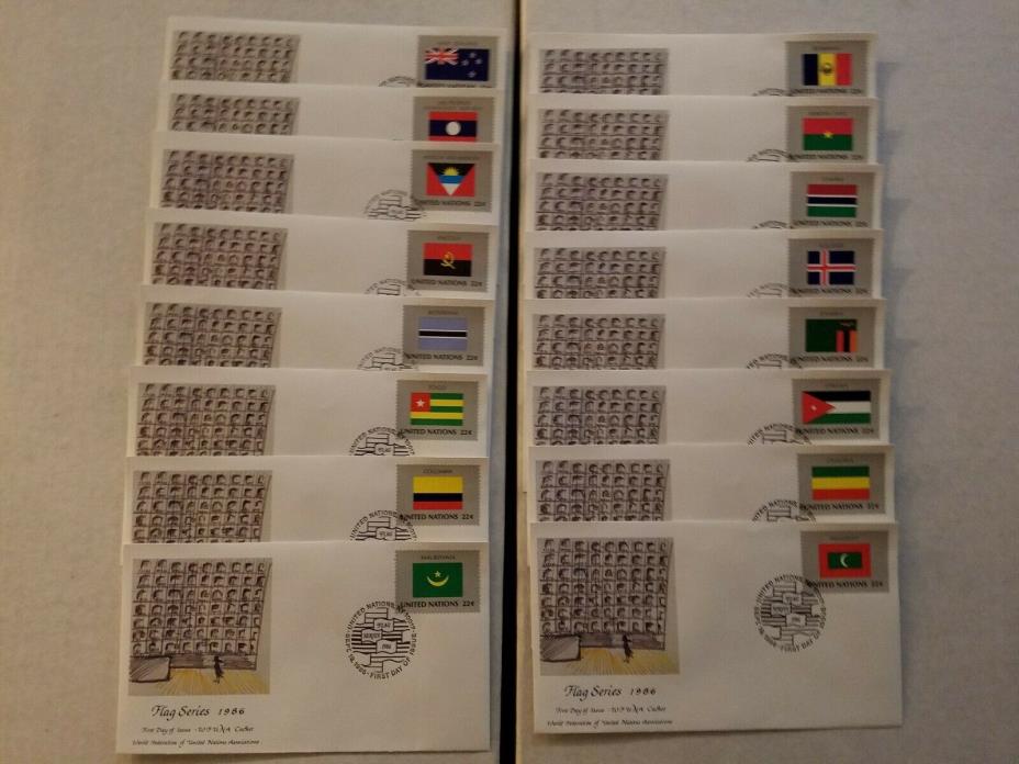 1986 United Nations Flag Series FDC's - WFUNA Cachet