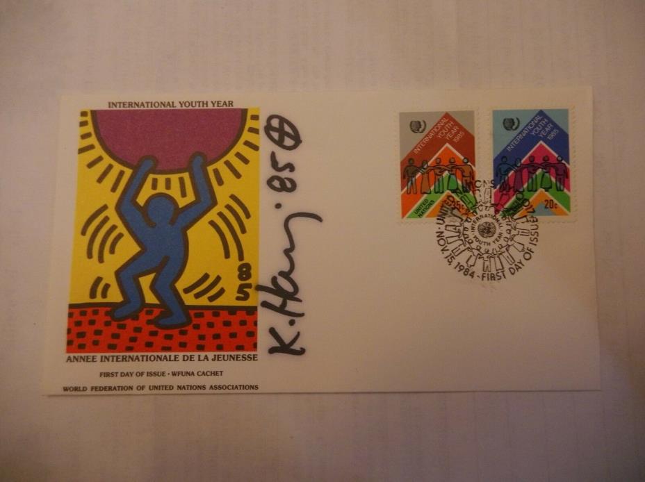 KEITH HARING SIGNED FIRST DAY CACHET 1985