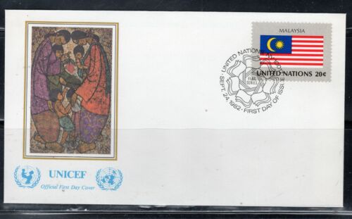 1982 MALAYSIA  UNITED NATIONS OFFICIAL FLAG UNICEF COVER UNSEALED FDC LOT 4849
