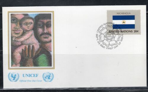 1982 NICARAGUA  UNITED NATIONS OFFICIAL FLAG UNICEF COVER UNSEALED FDC LOT 4850