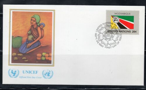 1982 MOZAMBIQUE  UNITED NATIONS OFFICIAL FLAG UNICEF COVER UNSEALED FDC LOT 4848