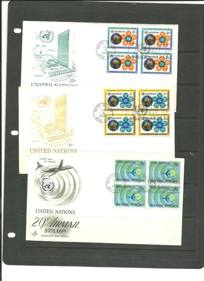 UNITED NATIONS, 30 DIFFERENT FIRST DAY COVERS, ISSUED BET. 1965 & 1969