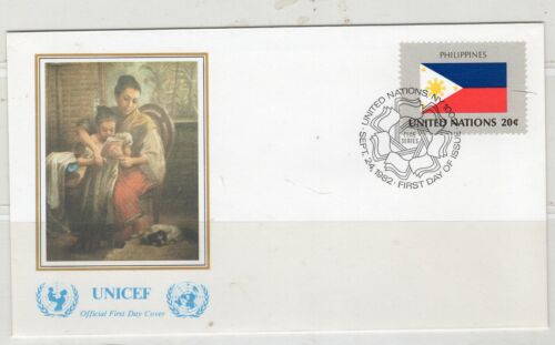 1982 PHILIPPINES UNITED NATIONS OFFICIAL FLAG UNICEF COVER UNSEALED FDC LOT 4844