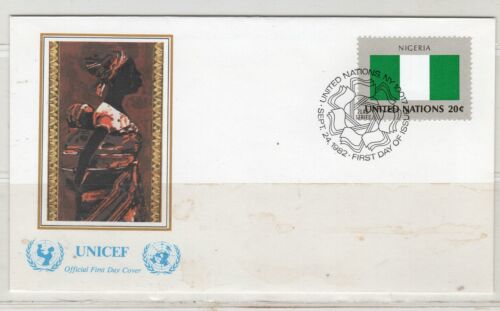 1982 NIGERIA UNITED NATIONS OFFICIAL FLAG UNICEF COVER UNSEALED FDC  LOT 4843