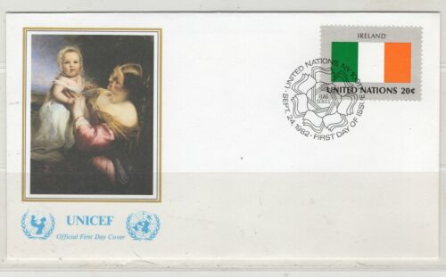 1982 IRELAND UNITED NATIONS OFFICIAL FLAG UNICEF COVER UNSEALED FDC  LOT 4842
