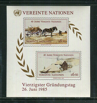 UN-Vienna # 54, 1985 United Nations - 40th Anniversary, Souvenir Sheet Unused NH