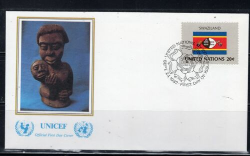 1982 SWAZILAND UNITED NATIONS OFFICIAL FLAG UNICEF COVER UNSEALED FDC  LOT 4835