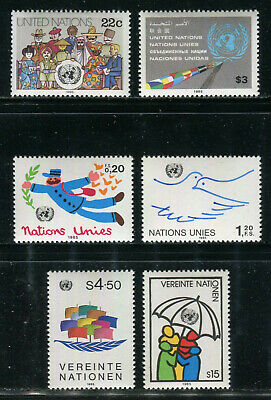 UN - ALL 3 OFFICES 1985 Definitive/Regular Issues, Singles Sets Unused NH