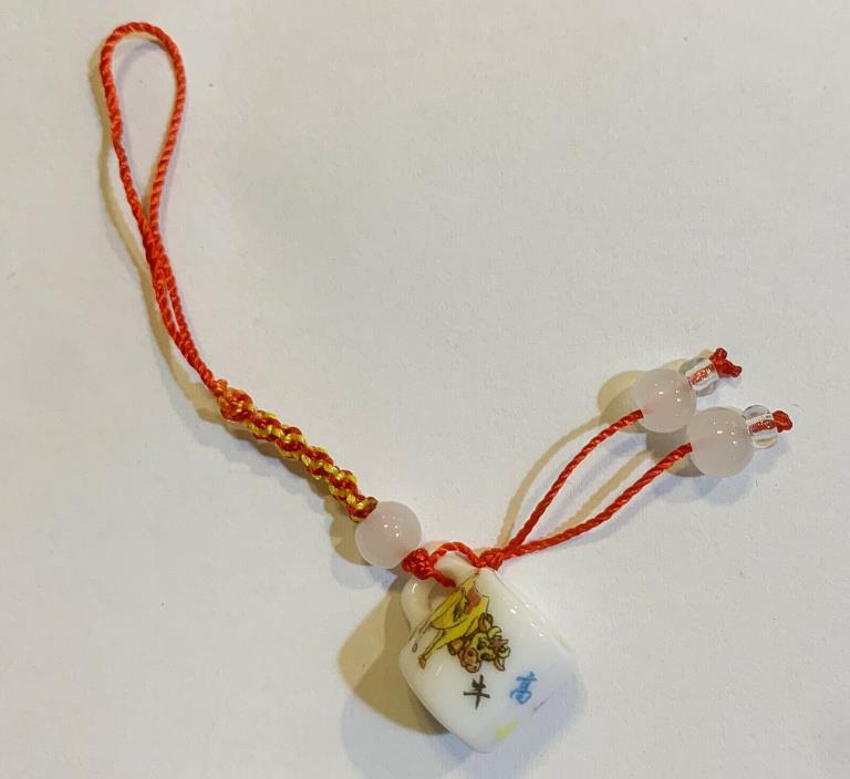 Red String Strap Charm for Cell Phone or Handfan in design of Zodiac OX