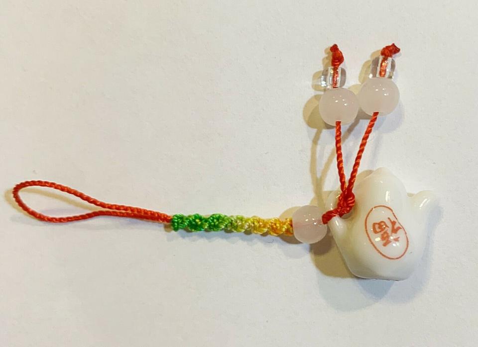 Red String Strap Charm for Cell Phone, Handfan, Hand Bag in design of mini Porce