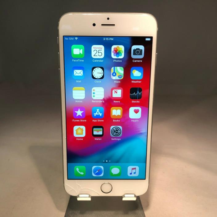Apple iPhone 6S Plus 128GB Silver Verizon Unlocked - Cracked Screen -Faint Spots
