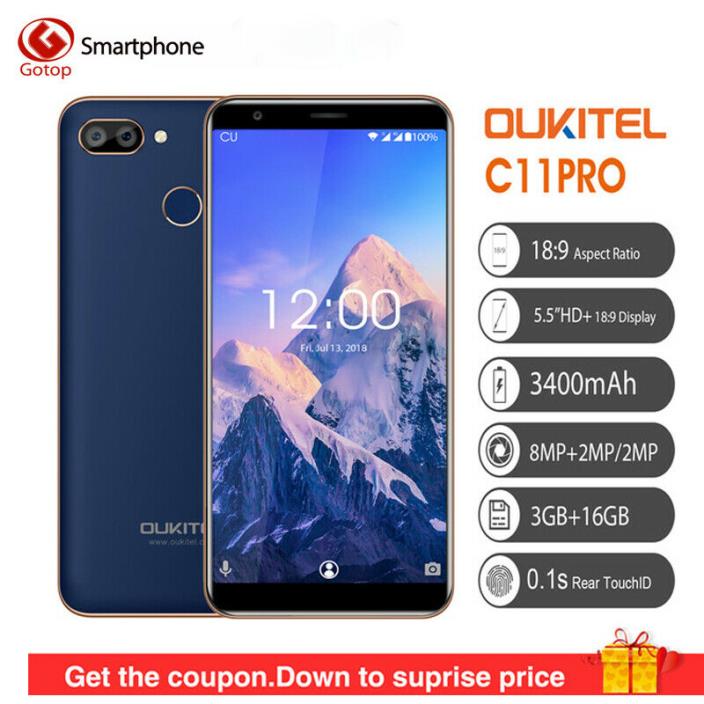 Mobile Phone PRO Oukitel C11 5.5 Inch 18:9 Android 8.1 MTK6739 Quad Core Cell