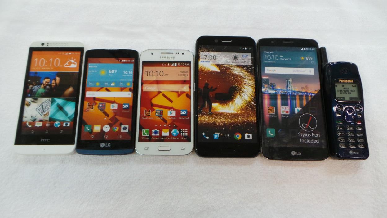 Lot of 6 Phones: 2x HTC, 2x LG, Samsung, and Panasonic Dummy/Prop/Display Phones