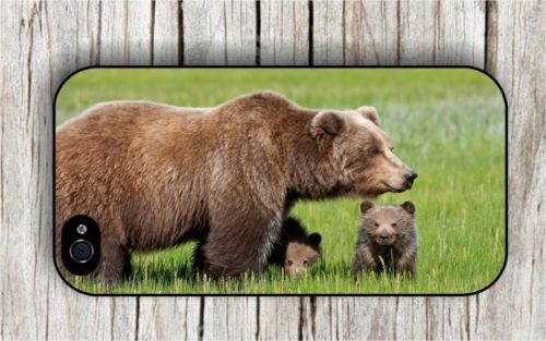 BEAR MOM AND CUBS AMERICAN WILD LIFE CASE FOR iPHONE 4 , 5 , 5c , 6 -dvs3X