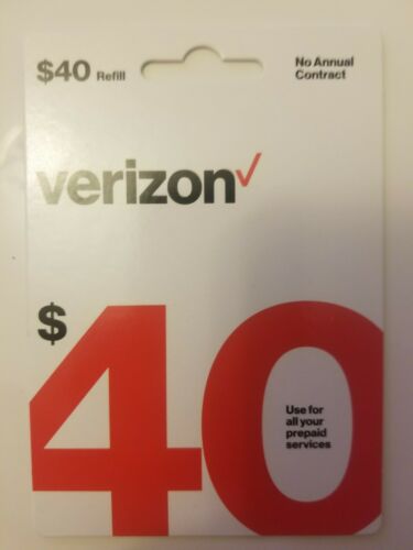 Verizon Wireless Prepaid Refill Card $40.00