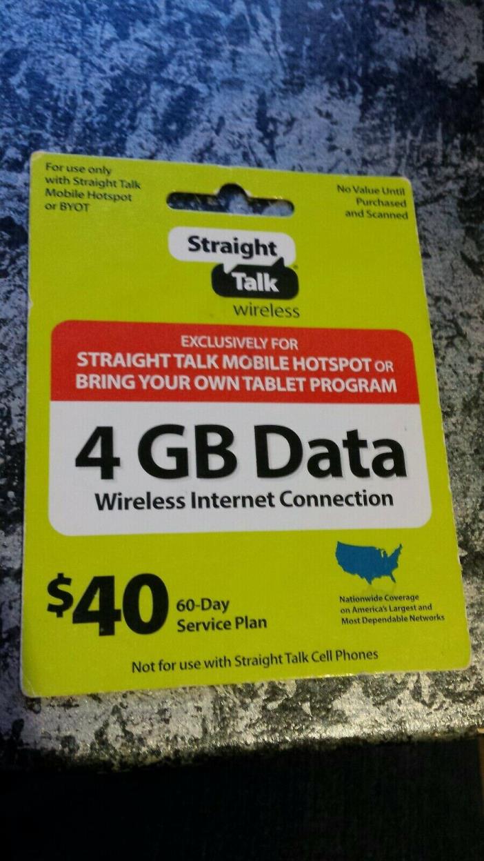Straight Talk 4GB Data wireless internet connection w mobile hotspot or byot