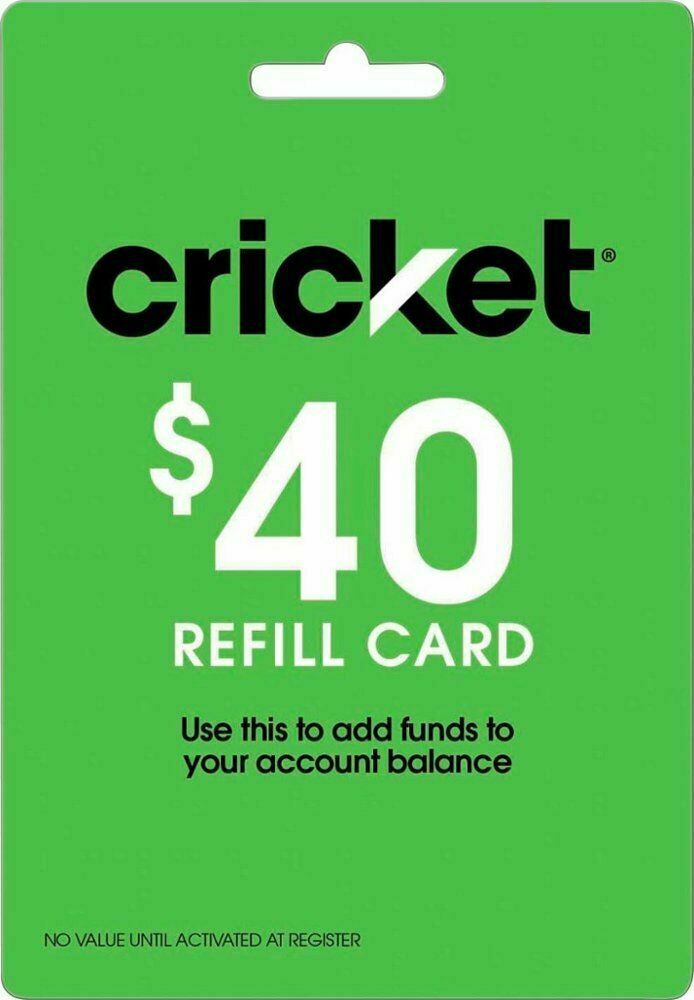 Cricket Wireless $40 Prepaid Phone Card Refilled directly to your mobile