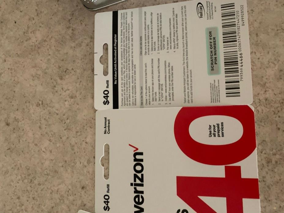 Brand New $40 Verizon Wireless Prepaid Refill Card (eBay Message Delivery).