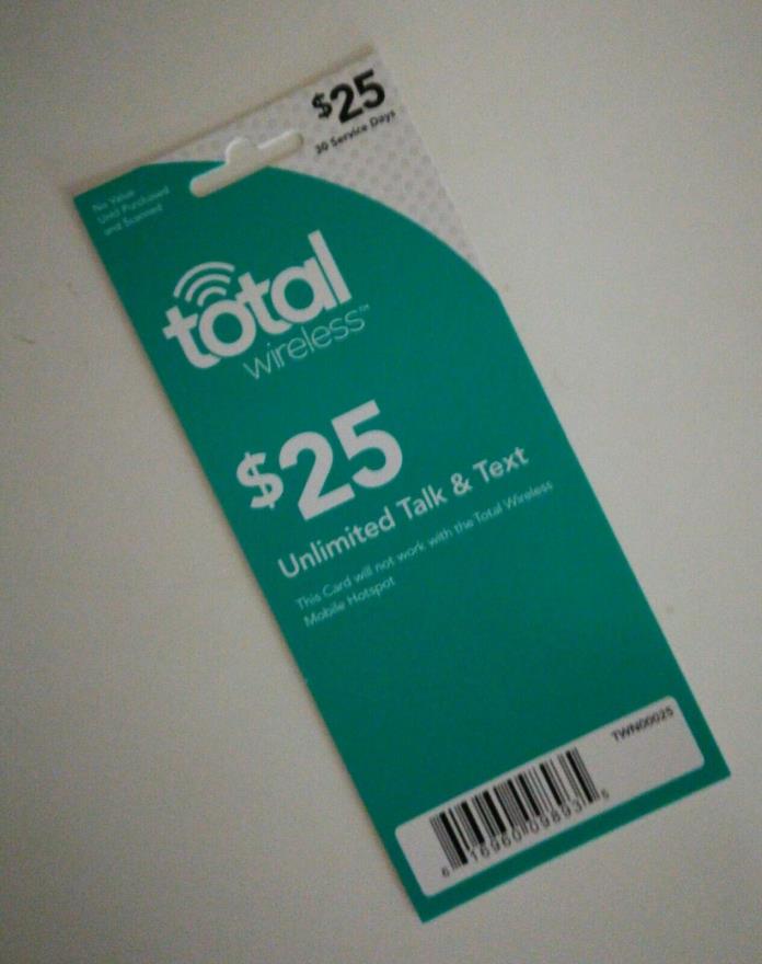 Total Wireless $25 Unlimited Talk & Text 30 Day Prepaid Refill Card