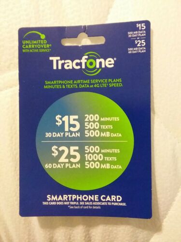 Tracfone 200 Minutes 500 Texts 500 MB 30 Day Plan for SMARTPHONE