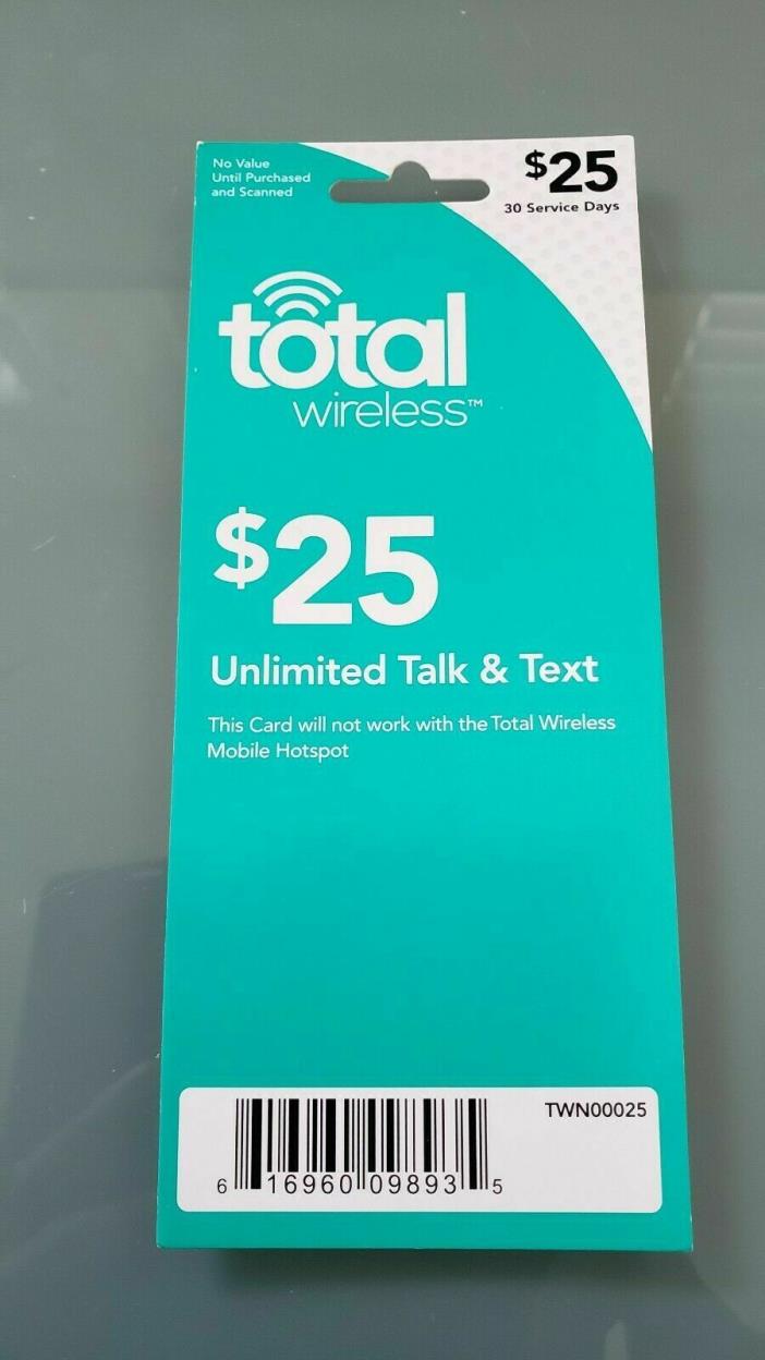 Total Wireless $25 Refill Card Unlimited Talk and Text (30 days) -EMAIL DELIVERY