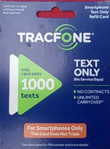 TRACFONE 1000 TEXTS for Smartphone Only. Delivered thru eBay messaging.
