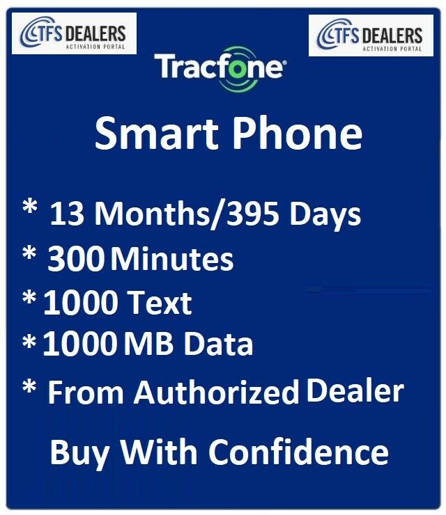 TracFone SmartPhone 1+Year / 395 Days Service, 300 Minutes/1000Text/1000MB
