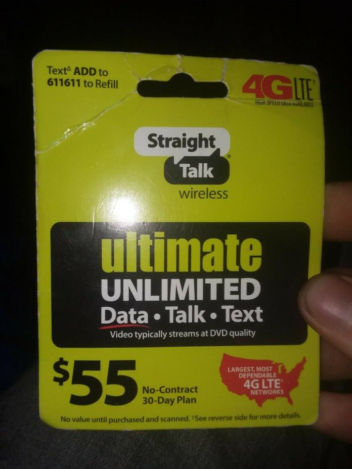 Straight Talk Rob Refill 45 Dollar Card 30 Day Prepaid Unlimited Service