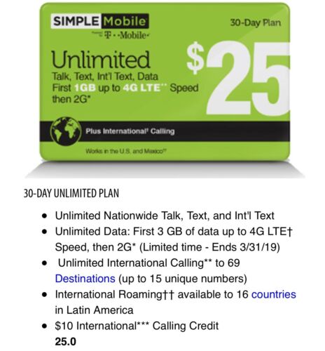 SIMPLE MOBILE ~INSTANT~ $25 REFILL