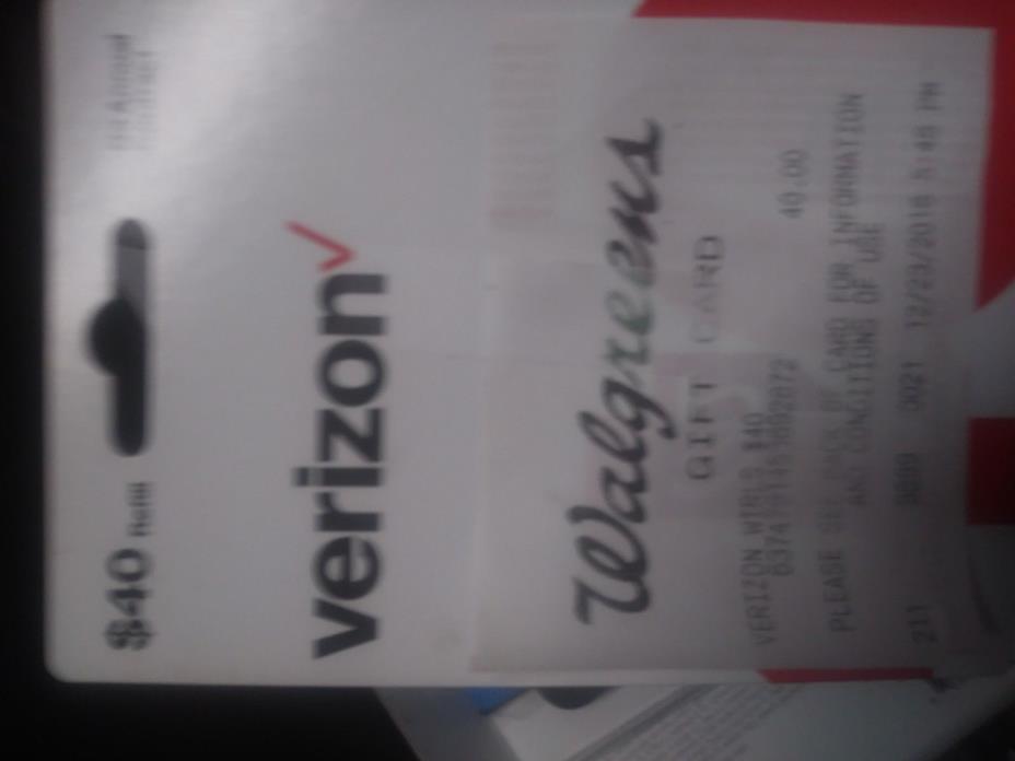 Brand New $40 Verizon Wireless Prepaid Refill Card