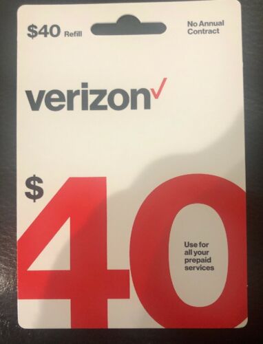 $40 Verizon Wireless Prepaid Refill Card (Mail Delivery)email Too!