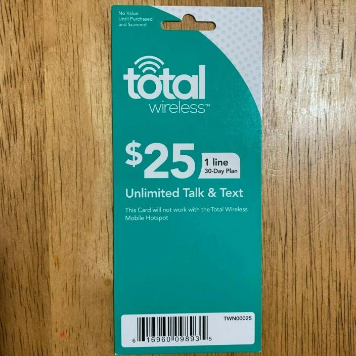 $35 TOTAL WIRELESS Refill Top-Up Recharge Prepaid PIN Card - SENT DIGITALLY