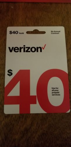 Brand New $40 Verizon Wireless Prepaid Refill Card (Mail Delivery)email Too!