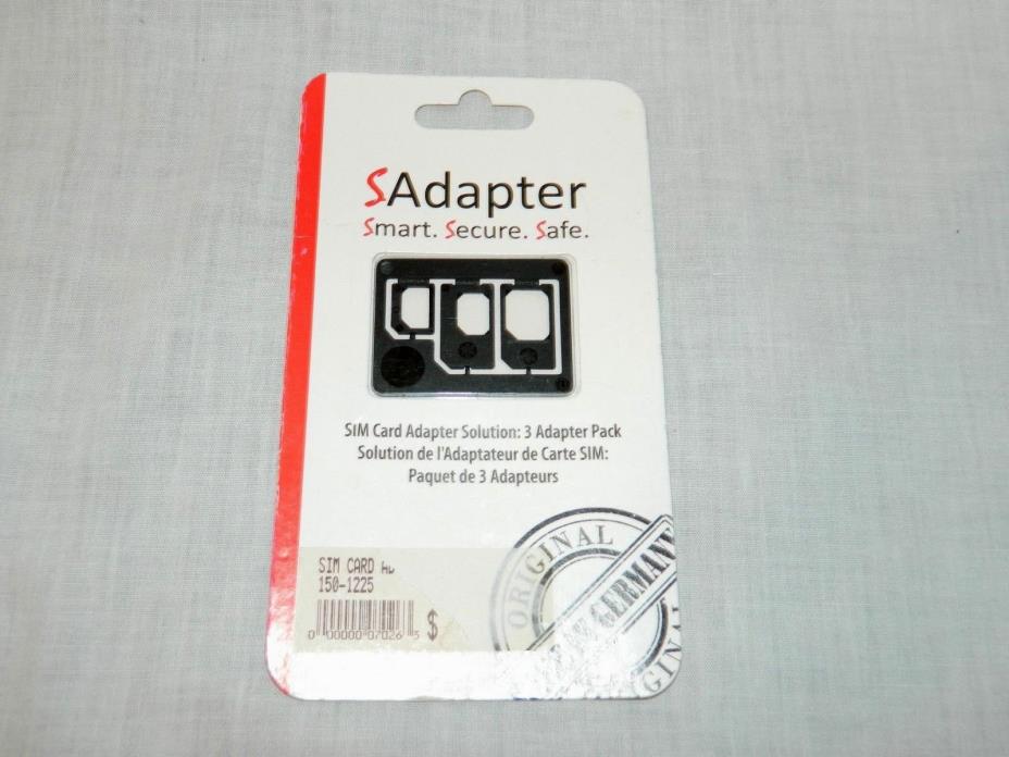 Sadapter Three 3 adapter pack Sim Card Adapter Solution New in Package