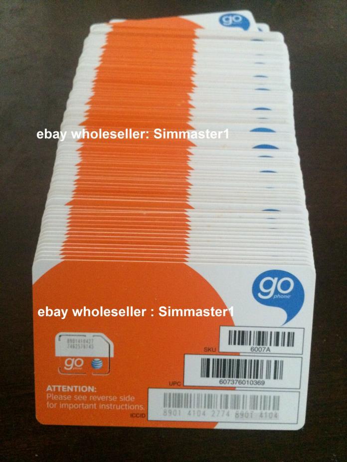 LOT OF 50 AT&T 4G LTE PREPAID Go Phone FACTORY MICRO SIM CARD New SKU: 6007A