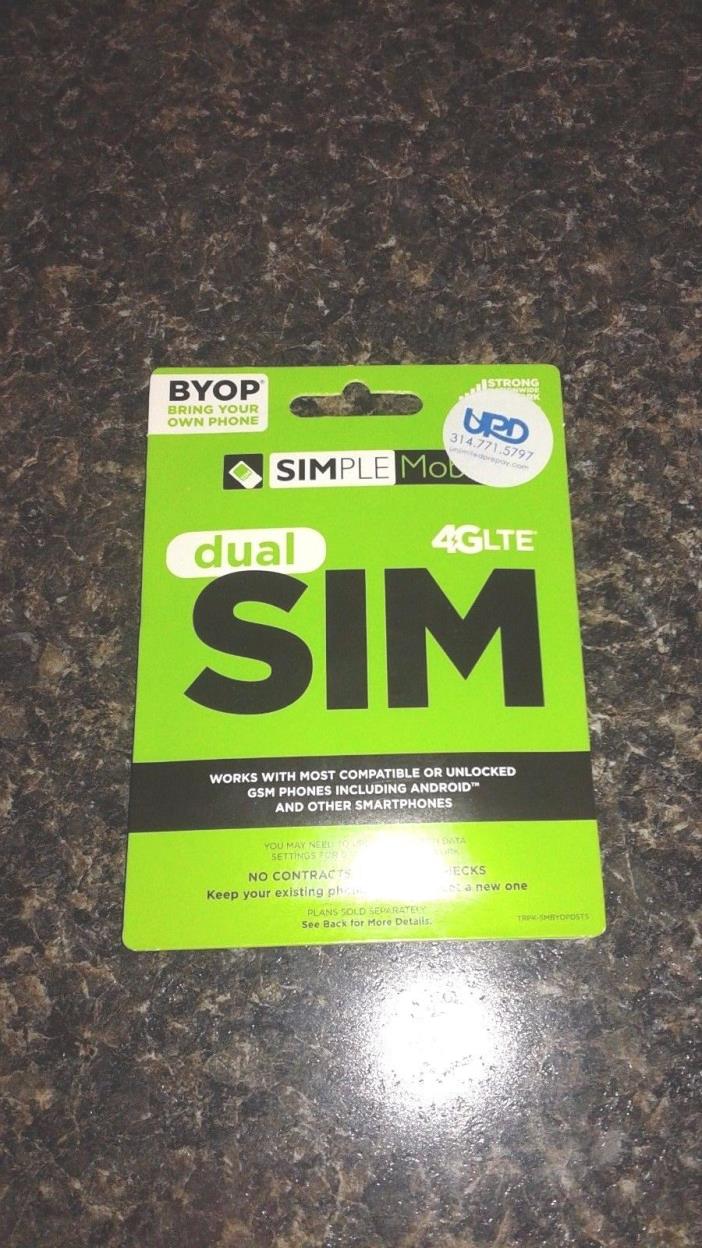 Simple Mobile Dual Sim Card!  T-Mobile Network! No Contract!