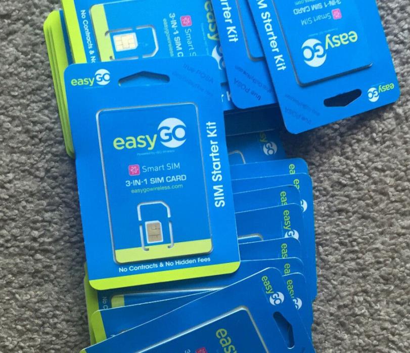 Lot of 10X easygo Sim Card Triple punched-New -for iphone, Samsung Galaxy Chep