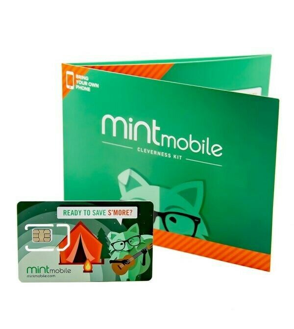 Mint Mobile - 3-Month Prepaid SIM Card Kit 8GB Per Month Free Shipping
