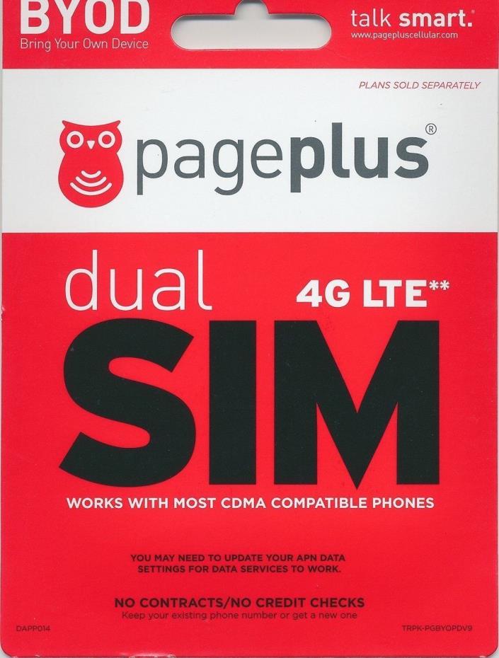 Page Plus 4G LTE Dual Micro/Standard SIM Card W/1st month of service $39.95 Plan