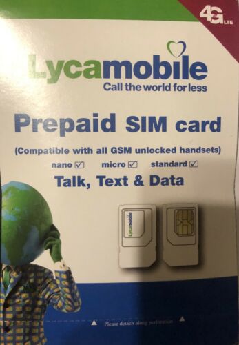 10 Brand New Lycamobile Sim Cards Kit