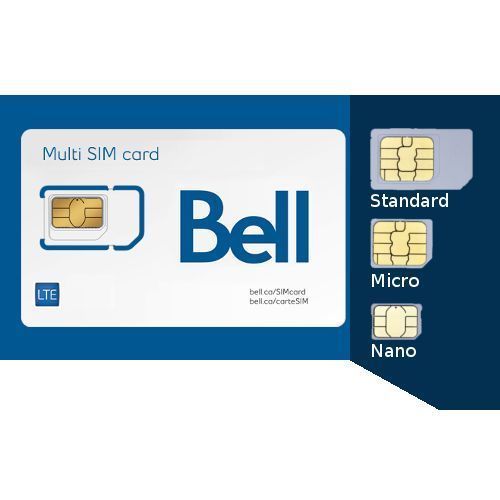 Bell Multi SIM Card (Nano + Micro + Regular) LTE Canada Travel Pre/Postpaid