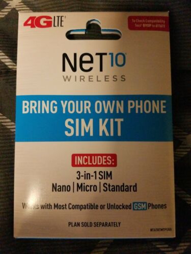 Net10 Bring Your Own Phone Sim Card Activation Kit 4G LTE AT&T GSM Compatible