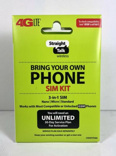 Straight Talk Compatible Sim (Nano/Std/Micro) Activation Kit GSM / LTE  4G New