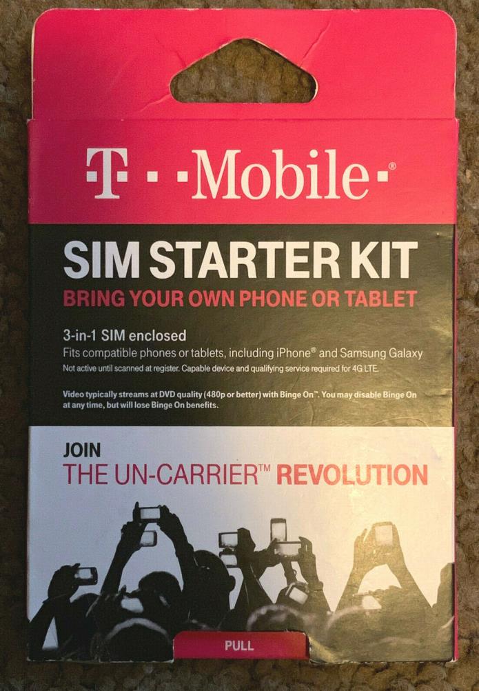 T-Mobile SIM Starter Kit Includes 3-in-1 SIM Card Activation Code No Contract
