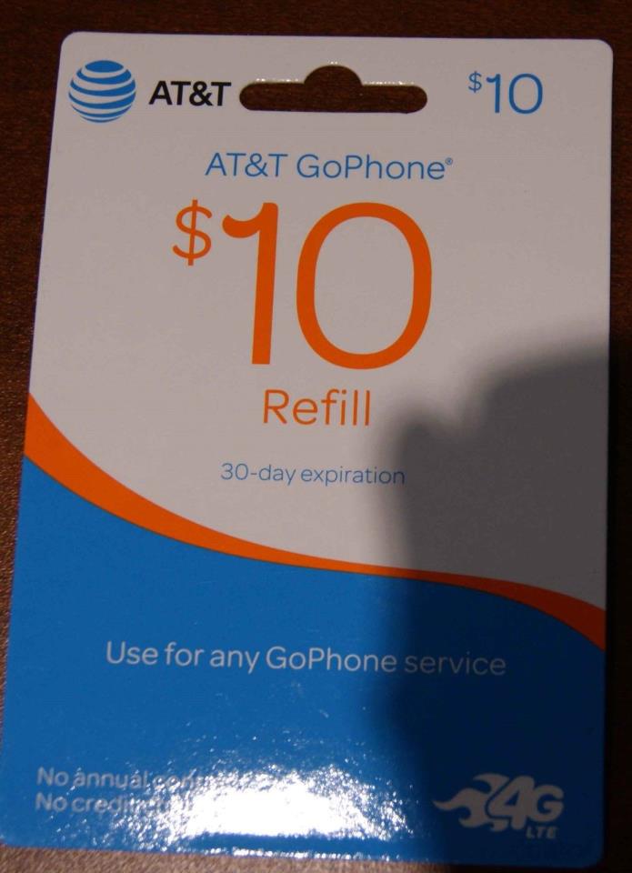 AT&T USA  Prepaid US$10 Refill Card / PIN - Use for any AT&T Prepaid / GoPhone