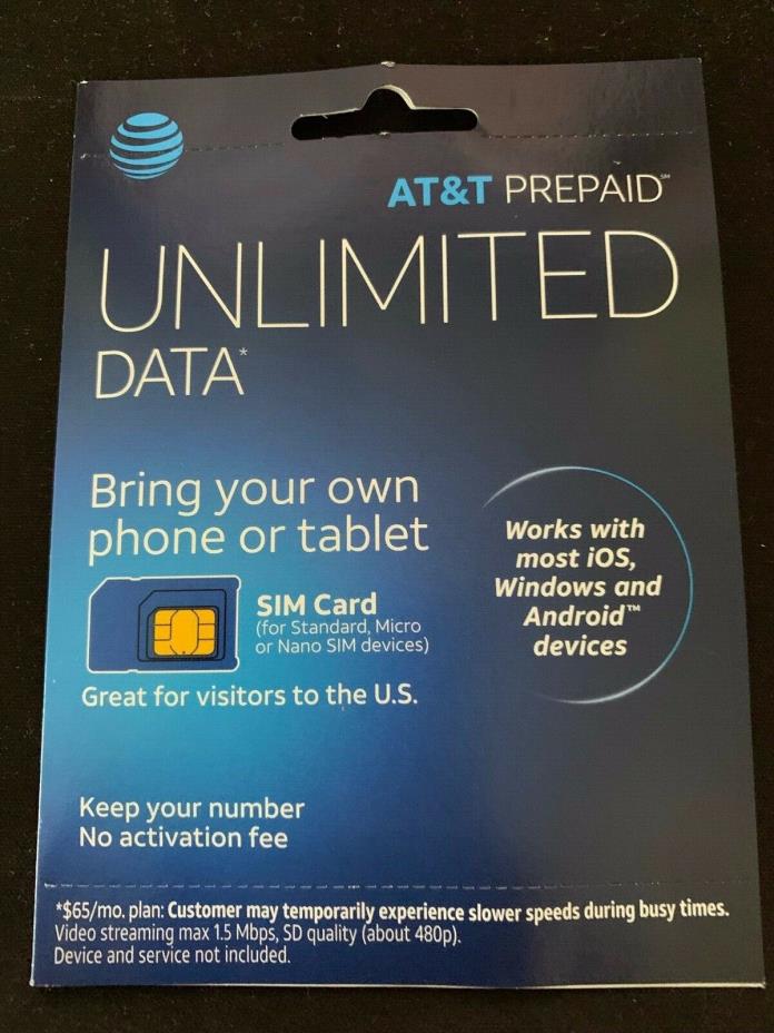 NEW AT&T GoPhone Bring Your Own Phone SIM Card Starter Kit, 3G, 4G & 4G LTE