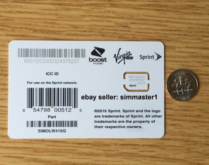 NEW SPRINT NANO 4FF SIM CARD SIMOLW416Q 02.02 SKU:CZ4114LWQ TING