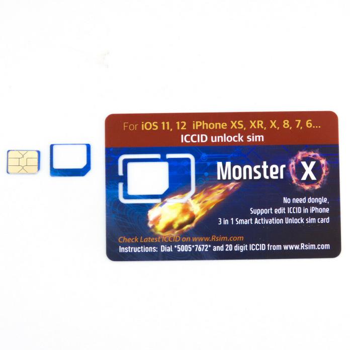 MONSTER X 2019 Nano Unlock Card iPhone XS/8/7/6/6 4G LTE IOS11 12 RSIM 12 13 LOT