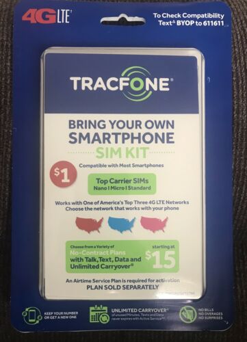 Tracfone Keep Your Own Smartphone - Best 3-In-1 Triple Size Punch 4G LTE SIM Kit